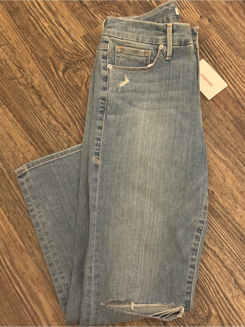Good American Good Straight Light Blue Denim Jeans